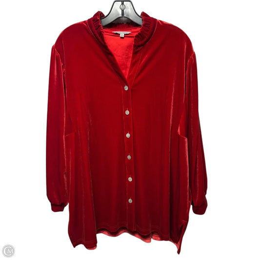 Magic Moments Velvet Top Long Sleeve By John Mark In Red, Size: 1x