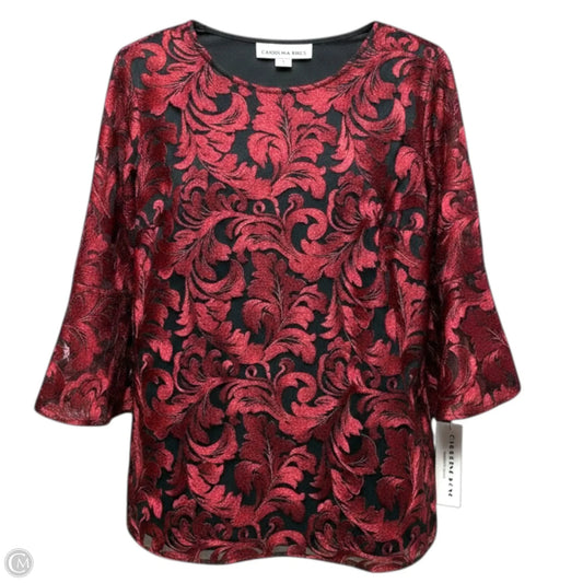 Bella Bell-Sleeve Soiree Lace Tunic By Caroline Rose In Black & Red, Size: M