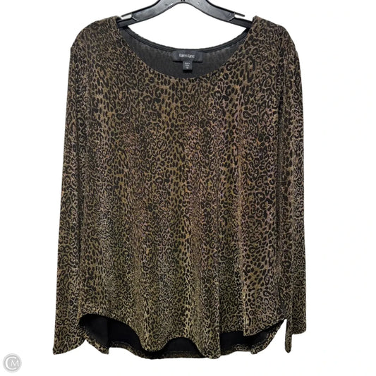 Metallic Leopard Top Long Sleeve By Karen Kane In Animal Print, Size: 1x