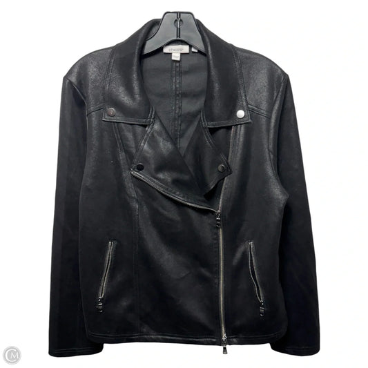 Jacket Moto By Chicos In Black, Size: 10