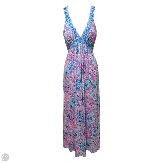 Serena Maxi Dress Designer By Lilly Pulitzer In Seek & Sea Celestial Blue, Size: 2
