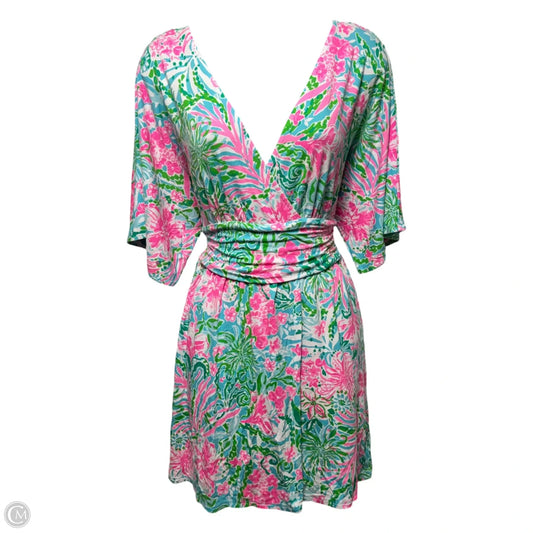 Parigi Skort Romper Designer By Lilly Pulitzer In Green & Pink, Size: S