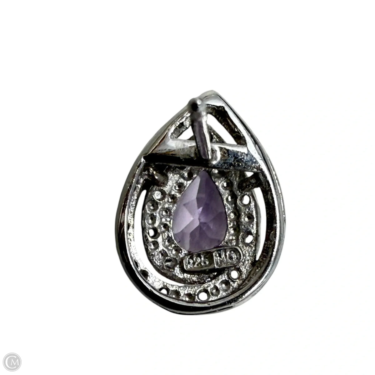 Sterling Silver & Purple CZ Pear Stud Earrings