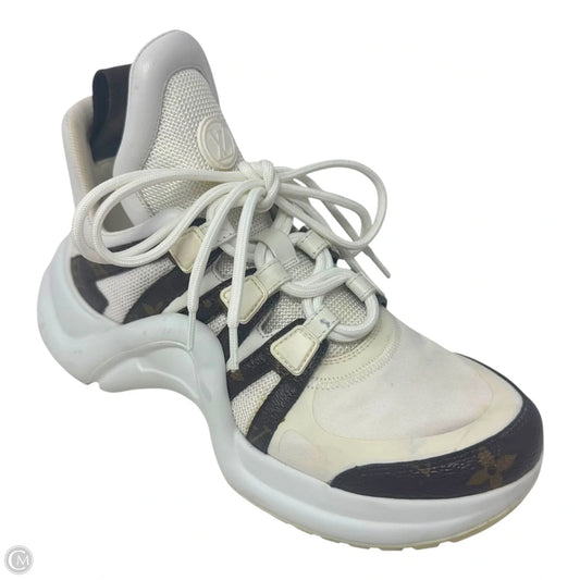 Archlight Sneakers Shoes Luxury Designer By Louis Vuitton In Brown & Cream, Size: 6.5 (36.5)