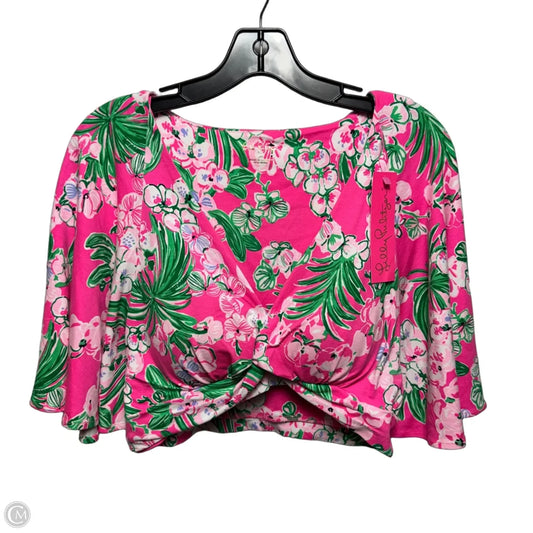 Minka Crop Top Short Sleeve Designer By Lilly Pulitzer In Floral Print, Size: M
