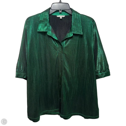 Metallic Magic Moments Top Short Sleeve By John Mark In Green, Size: Xl
