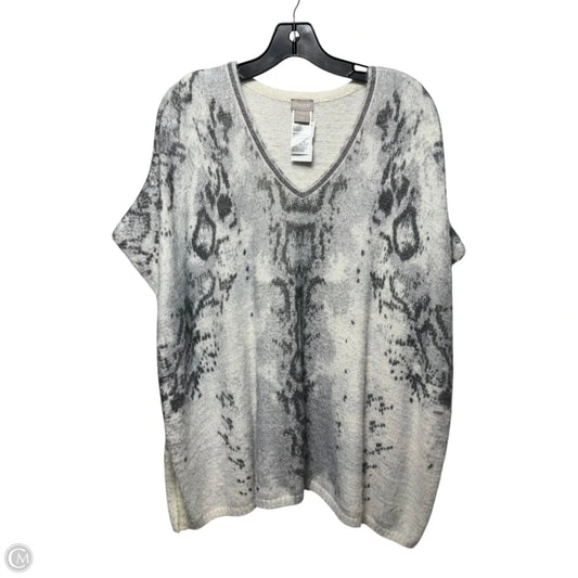 Poncho By Chicos In Cream & Grey, Size: S/M