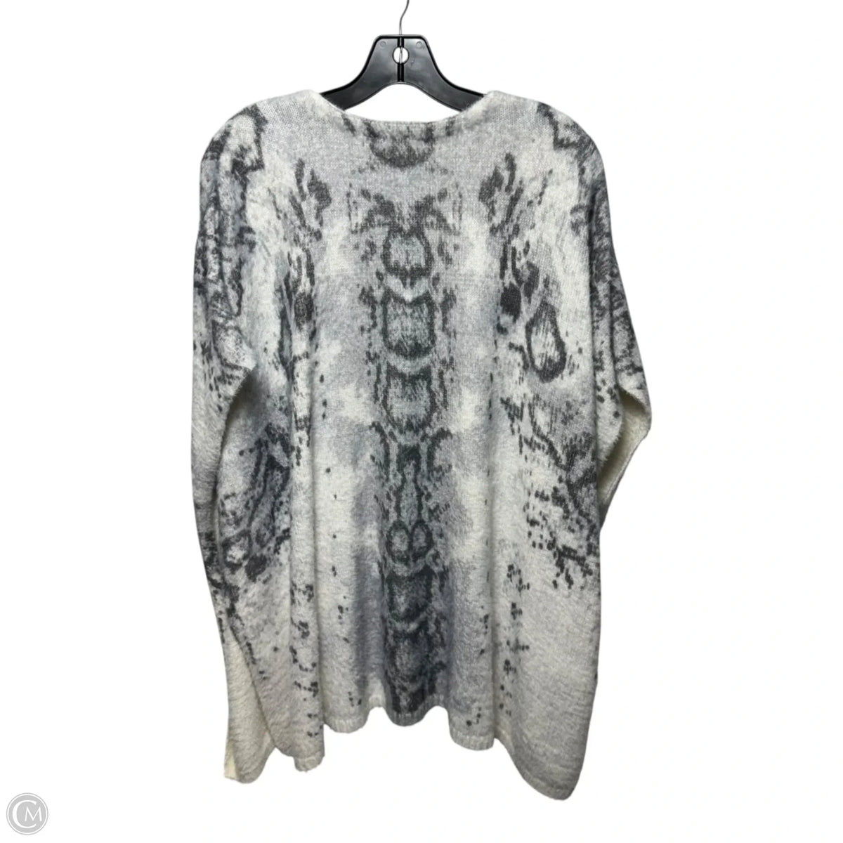 Poncho By Chicos In Cream & Grey, Size: S/M