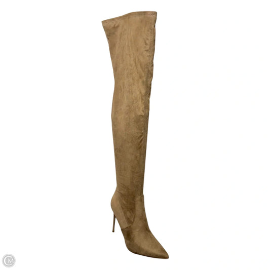 Vava Faux Suede Boots Over-the-knee Heels By Steve Madden In Tan, Size: 9