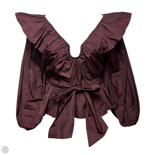 Sheila Blouse Long Sleeve By Tanya Taylor In Cabernet, Size: 8