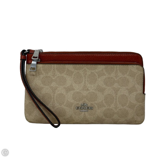 Double Corner Zip Wristlet Designer By Coach, Size: Medium