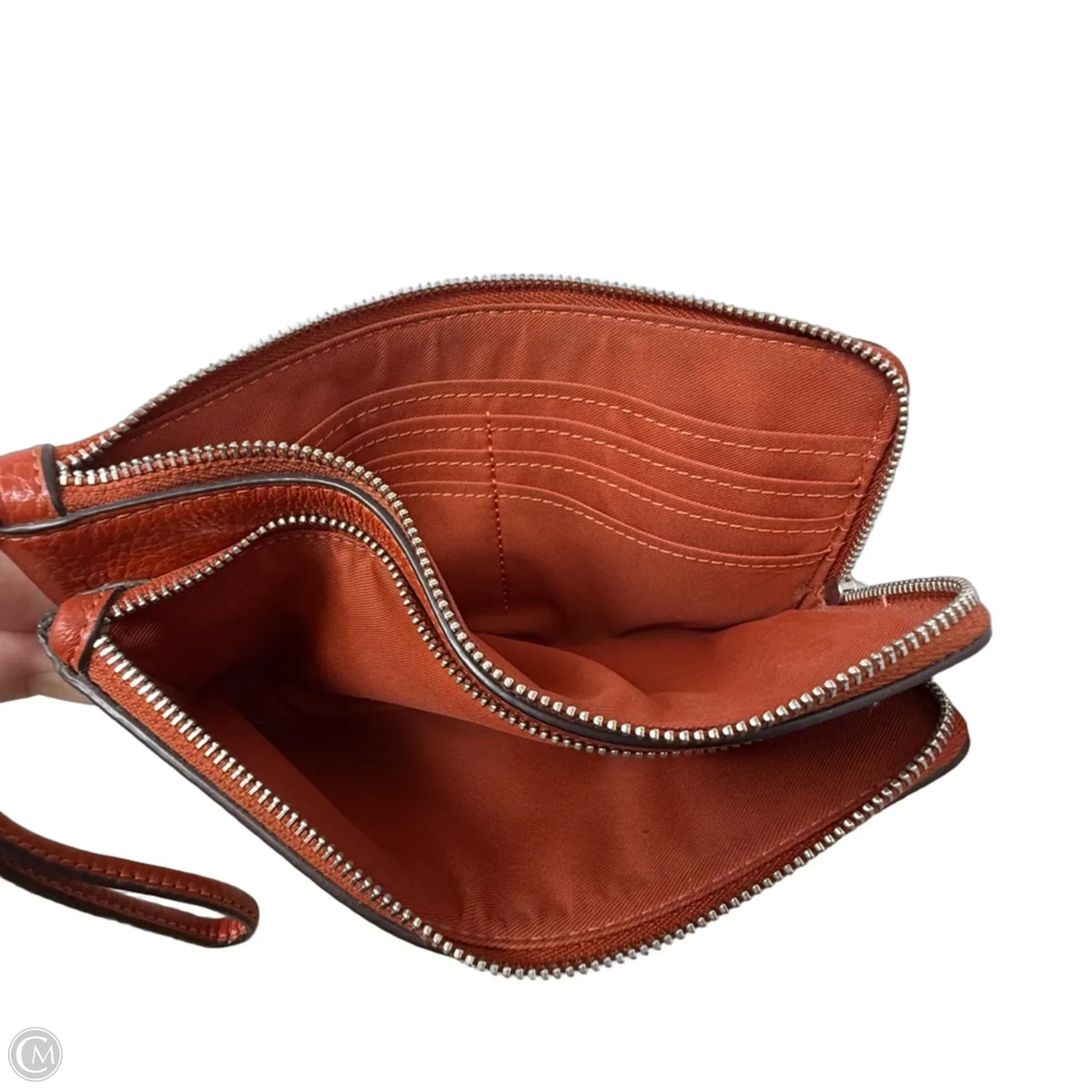 Double Corner Zip Wristlet Designer By Coach, Size: Medium