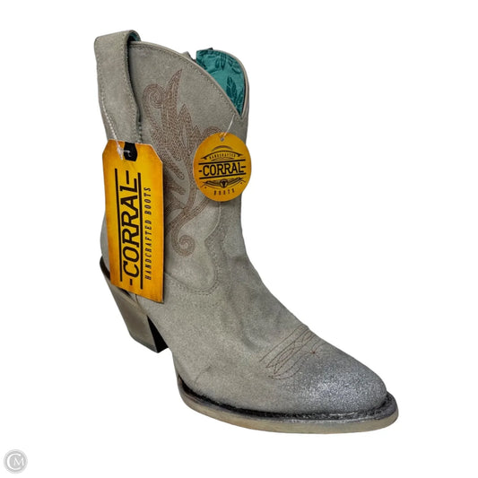 Bone Embroidery Ankle Boots Western By Corral In Grey, Size: 8