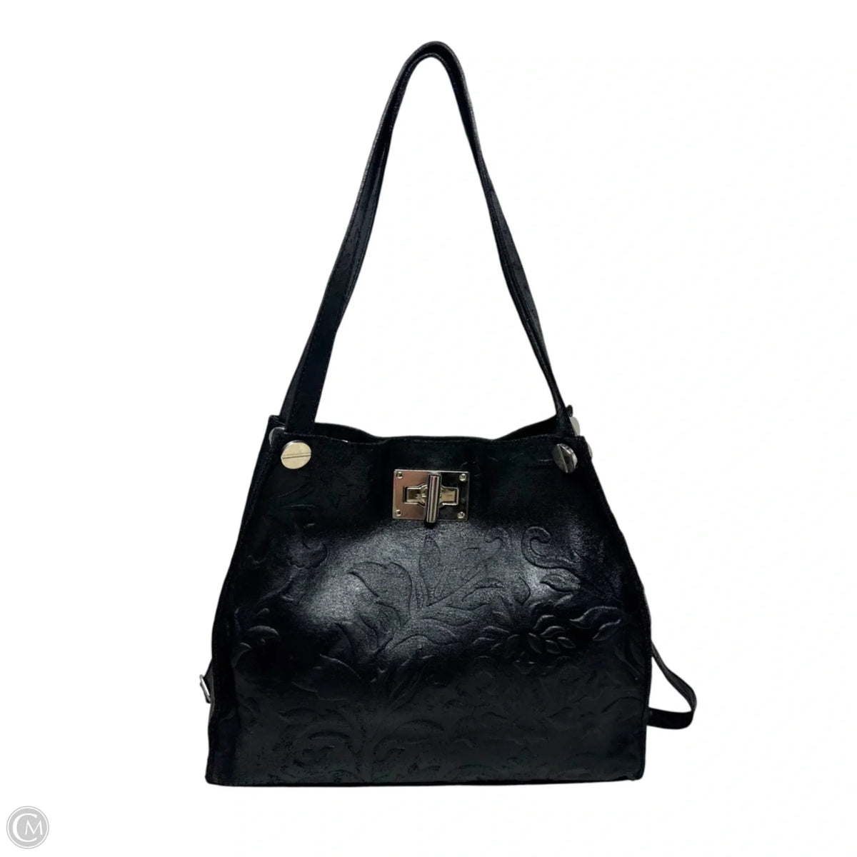 Debossed Leather Satchel Handbag, Size: Medium