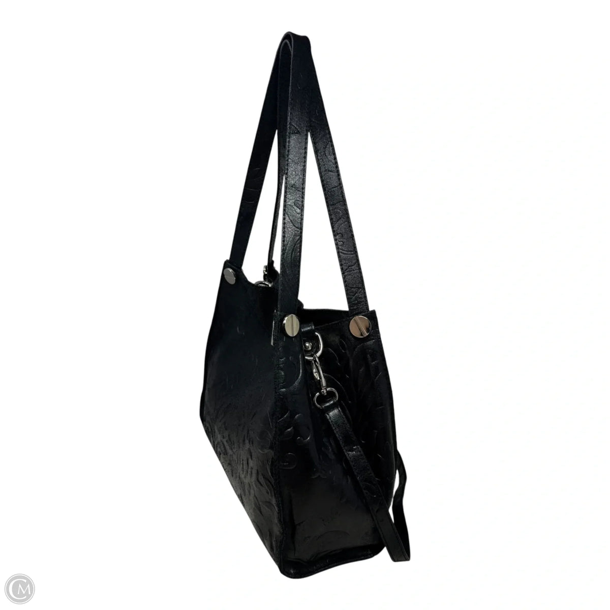 Debossed Leather Satchel Handbag, Size: Medium