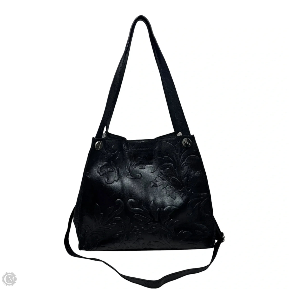 Debossed Leather Satchel Handbag, Size: Medium