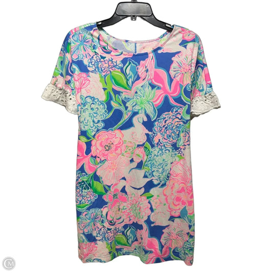 Cotton Eyelet Sleeve Dress Designer By Lilly Pulitzer In Floral Print, Size: S