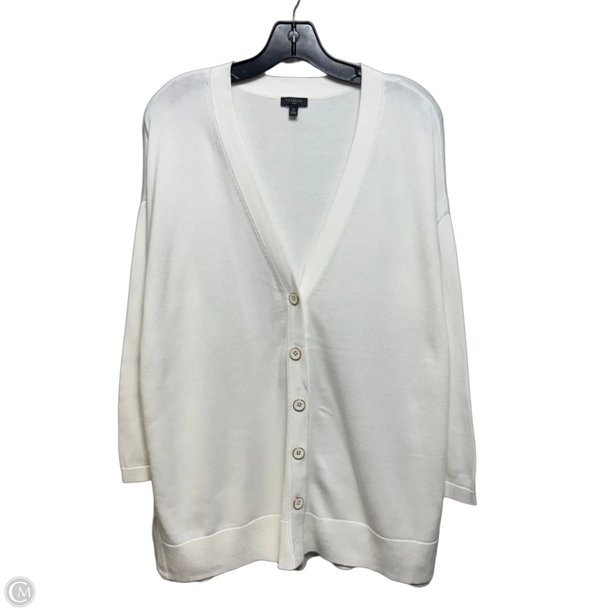 Sweater Cardigan By Talbots In White, Size: 1x