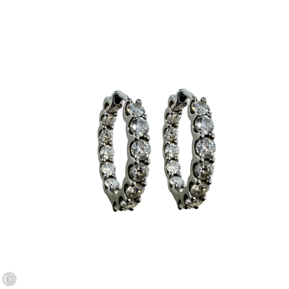 Sterling Silver & CZ Inside Out Hoop Earrings
