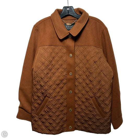 Jacket Puffer & Quilted By Isaac Mizrahi Live Qvc In Brown, Size: L
