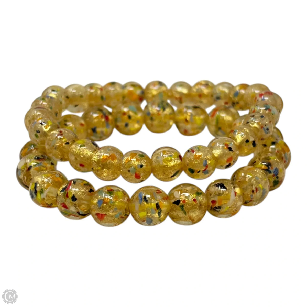 2 Gold Multicolor Beaded Bracelets Set