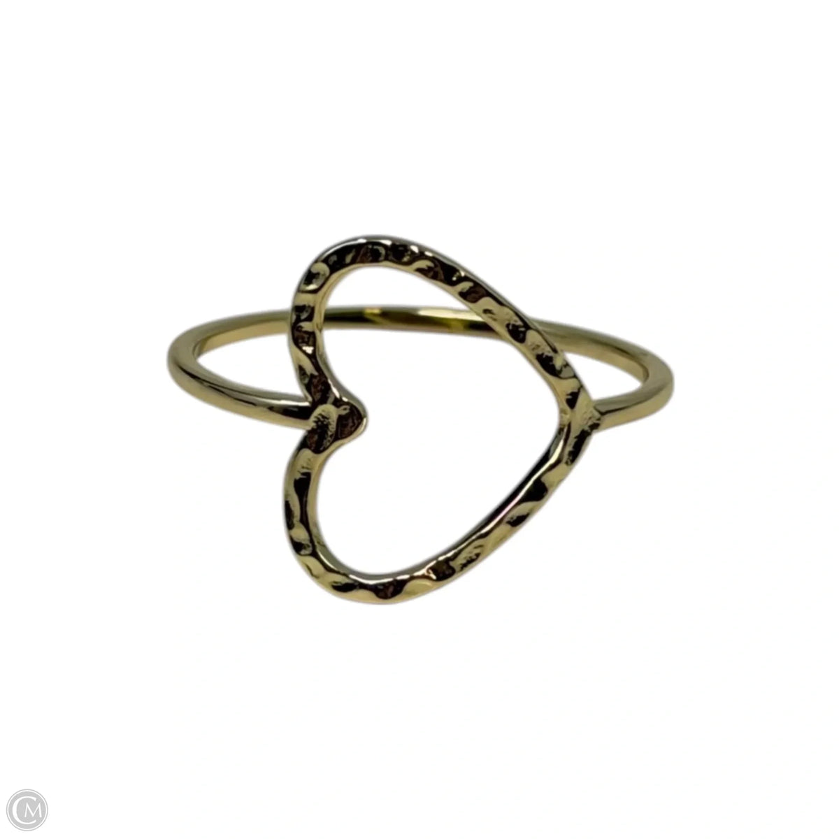 Gold Tone Open Heart Ring, Size: 8