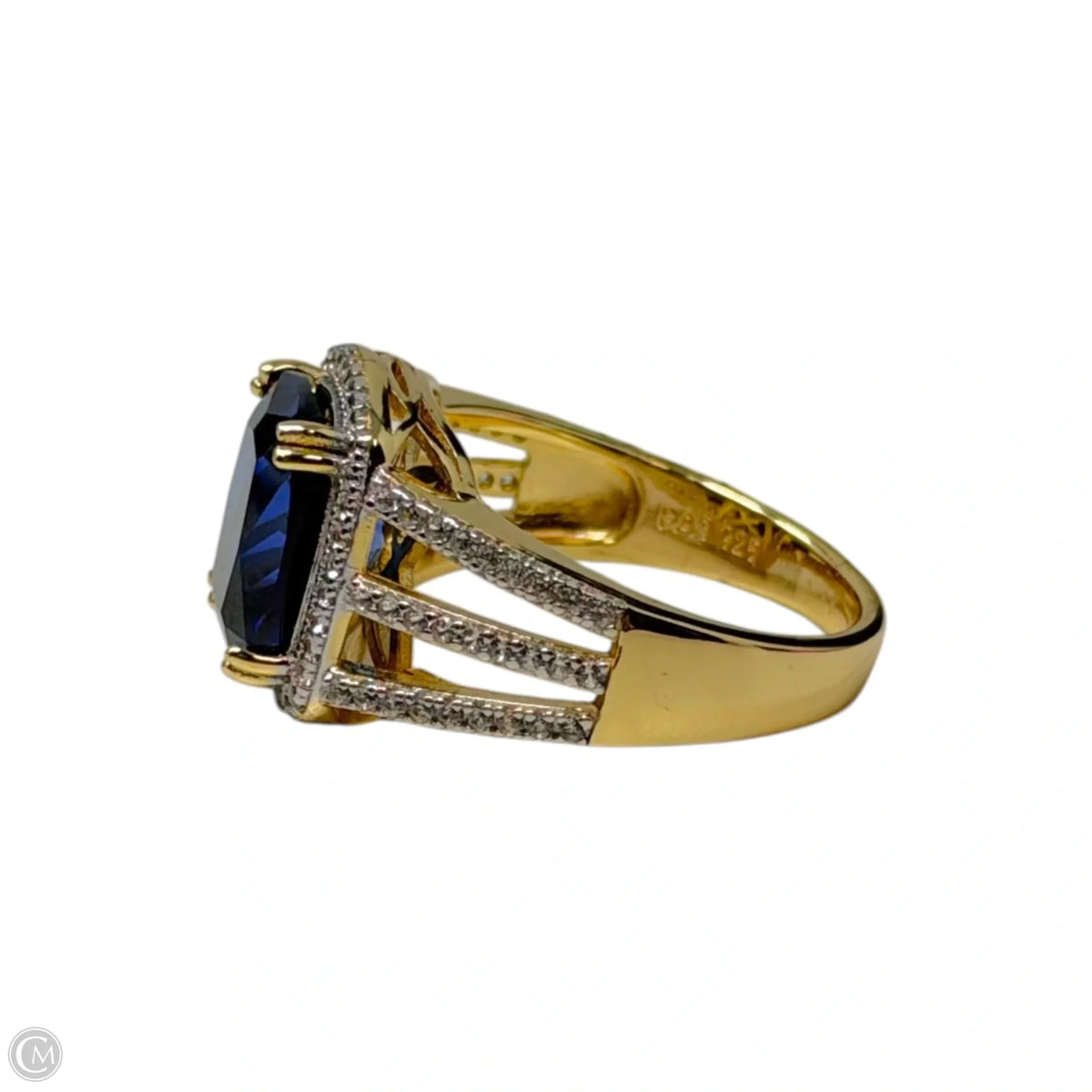 Blue Stone Statement Ring Sterling Silver, Size: 7
