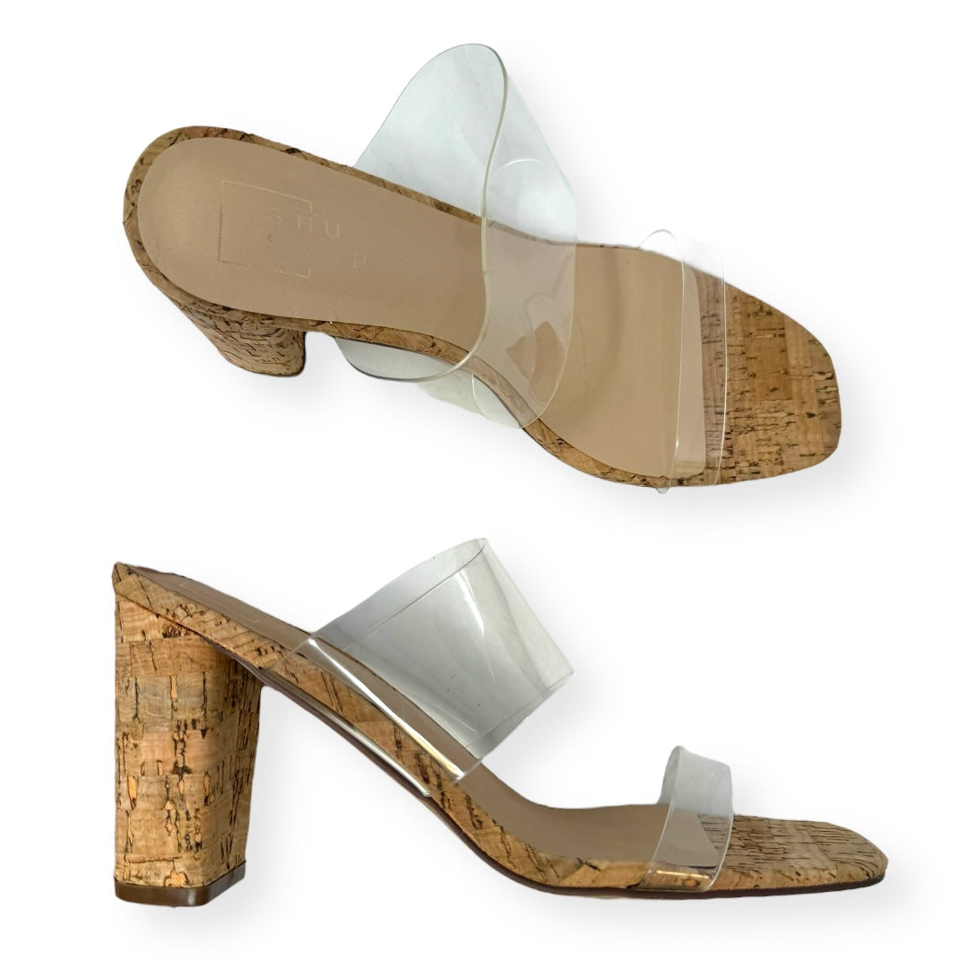 Clear Sandals Heels Block Shu Shoe, Size 8