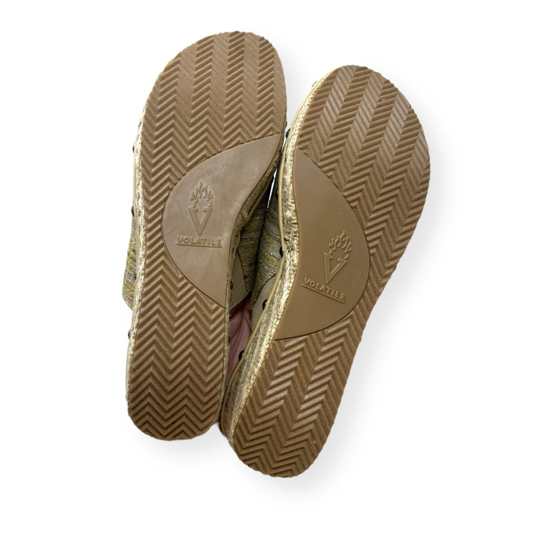 Tan Sandals Heels Wedge Volatile, Size 10