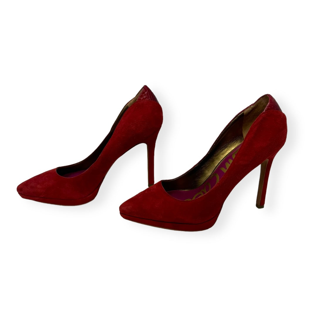 Red Shoes Heels Stiletto Sam Edelman, Size 8