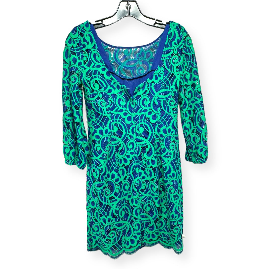 About Face Lace Hyacinth Dress - Bomber Blue & Moss Designer By Lilly Pulitzer  Size: 0