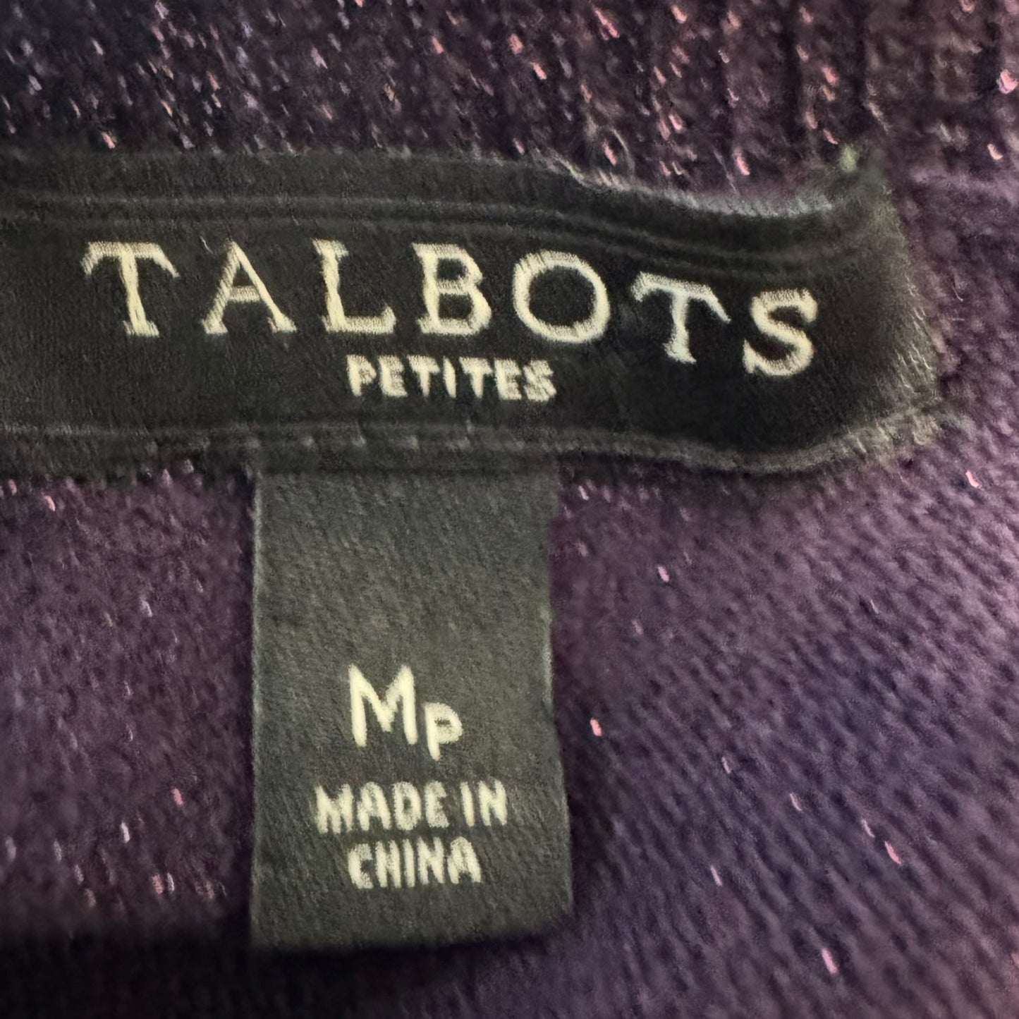 Jeweled Button Metallic Cardigan By Talbots In Purple, Size: M