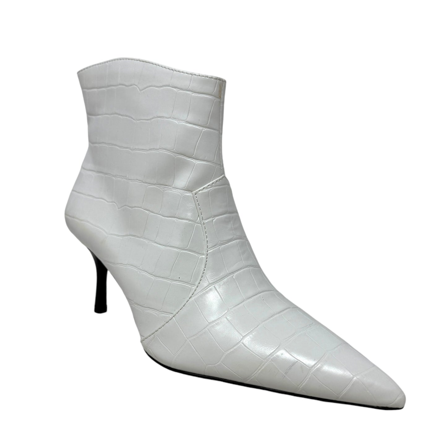 Olivia Faux Croco Heeled Boots By Who What Wear In White, Size: 7.5