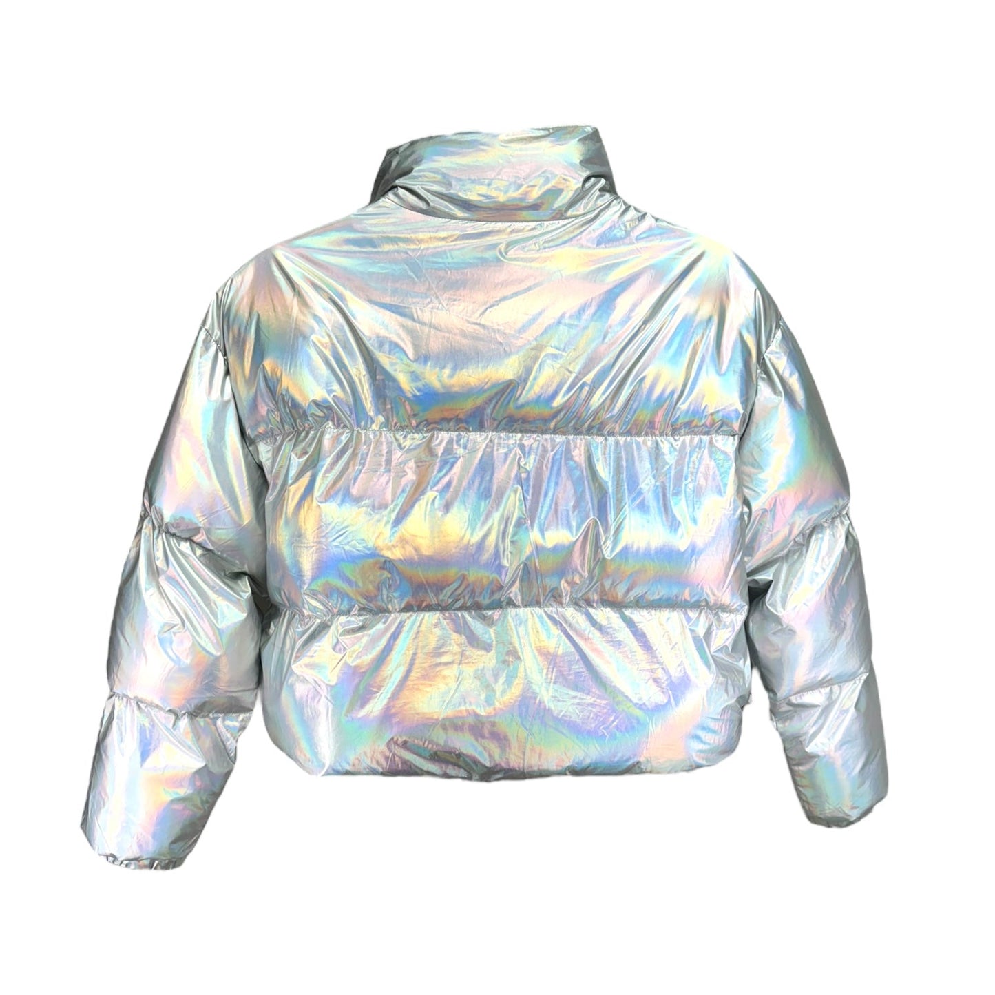 Wander Holographic Cropped Puffer By Fabletics In Prismatic, Size: L