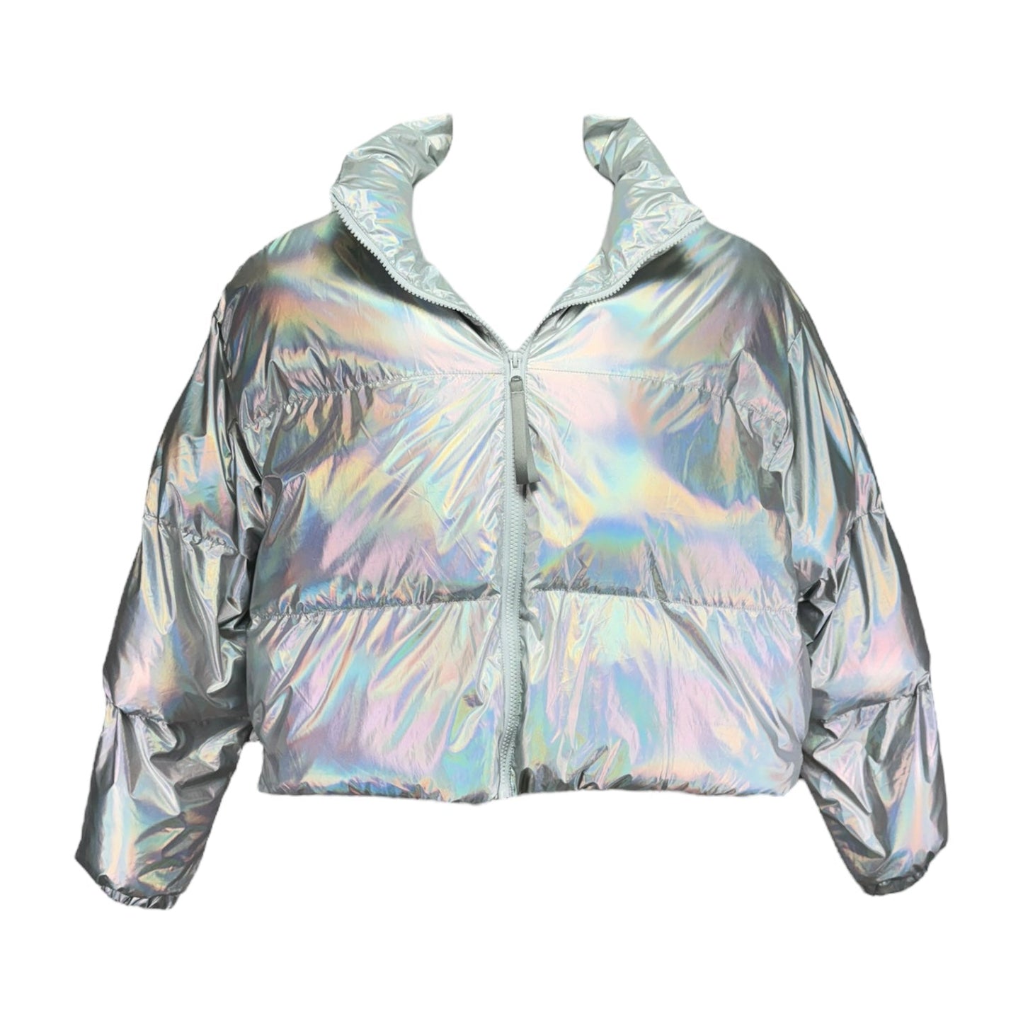 Wander Holographic Cropped Puffer By Fabletics In Prismatic, Size: L