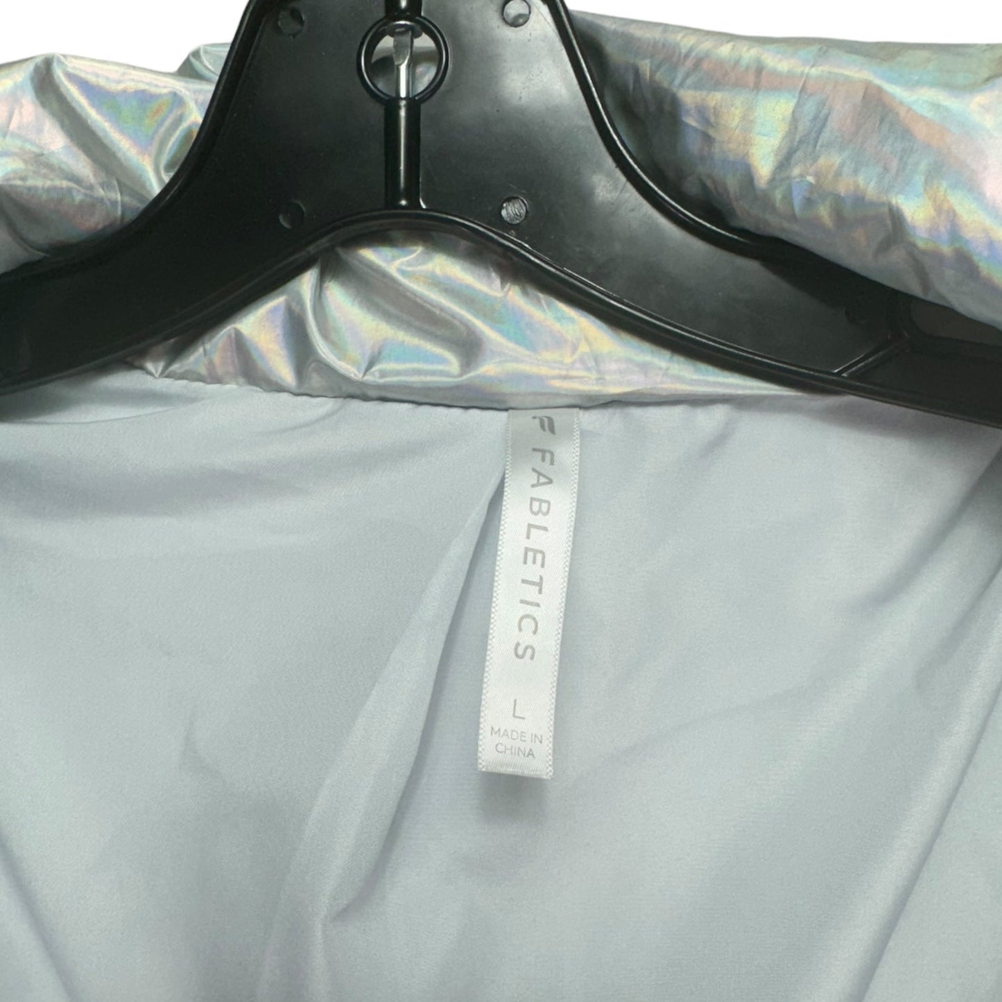 Wander Holographic Cropped Puffer By Fabletics In Prismatic, Size: L