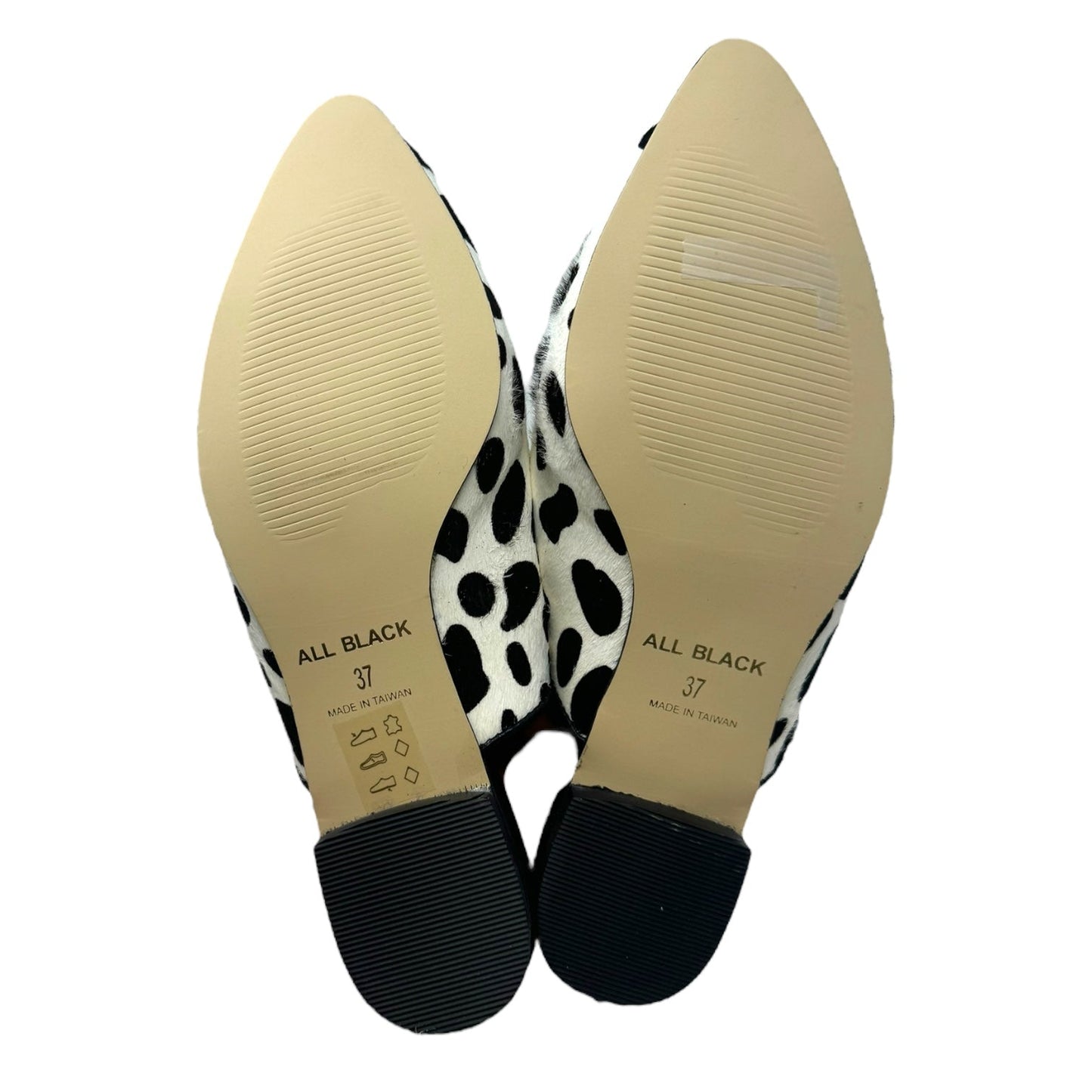 Cow Print Mules Shoes Flats By All Black In Animal Print, Size: 7