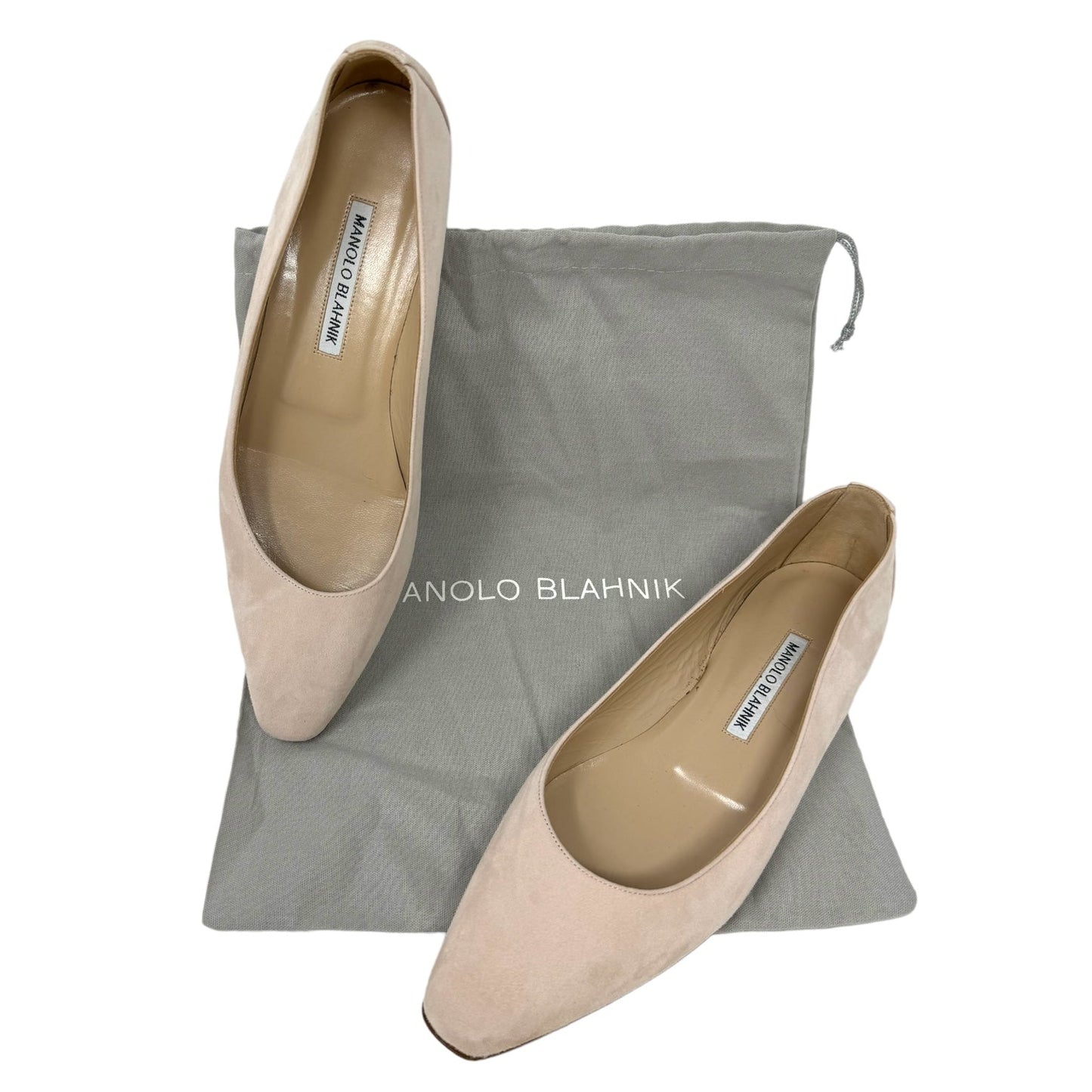 Suede Ballet Flats Luxury Designer By Manolo Blahnik  Size: 9.5