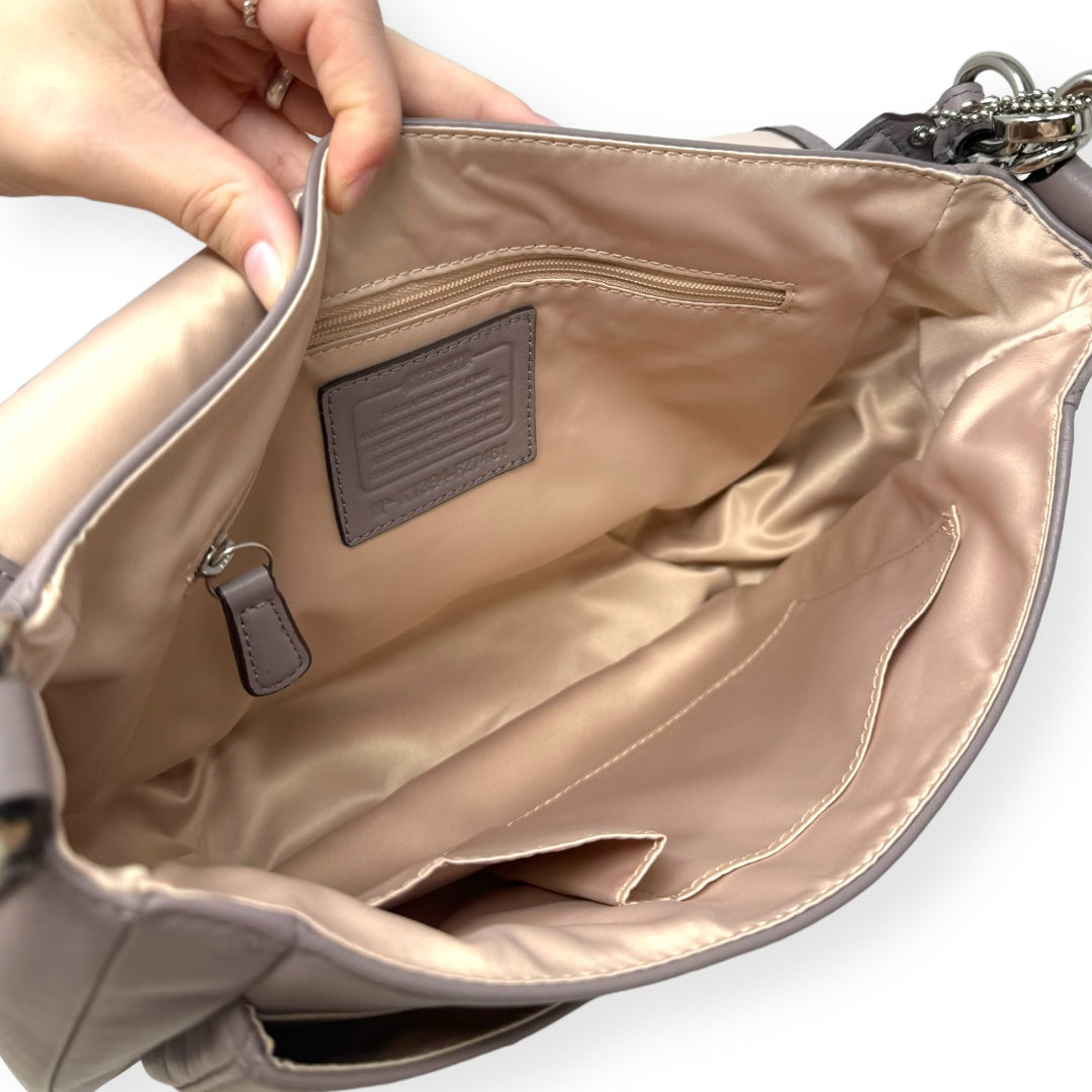 Taylor Flap Leather Handbag Designer By Coach  Size: Medium