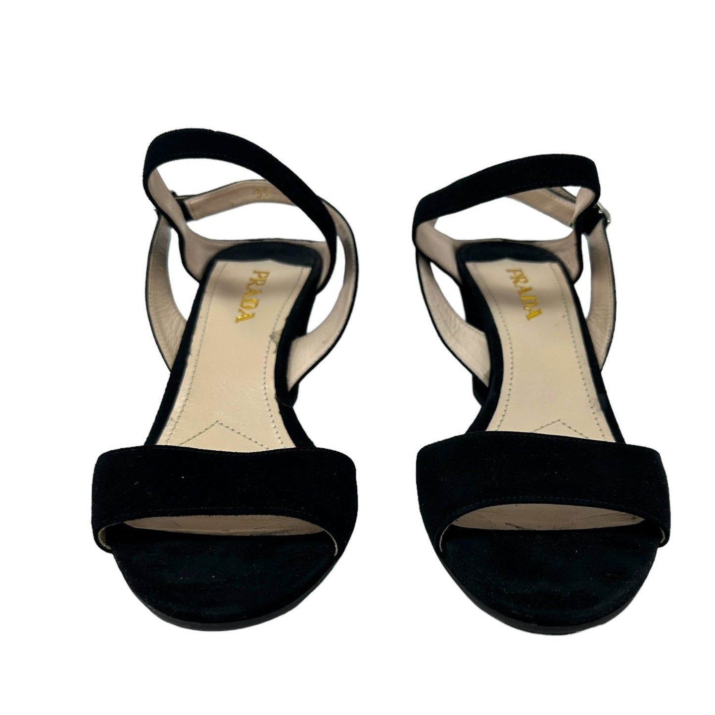 Calzature Donna Suede Wedge Sandal, Nero - Camoscio Luxury Designer By Prada  Size: 9