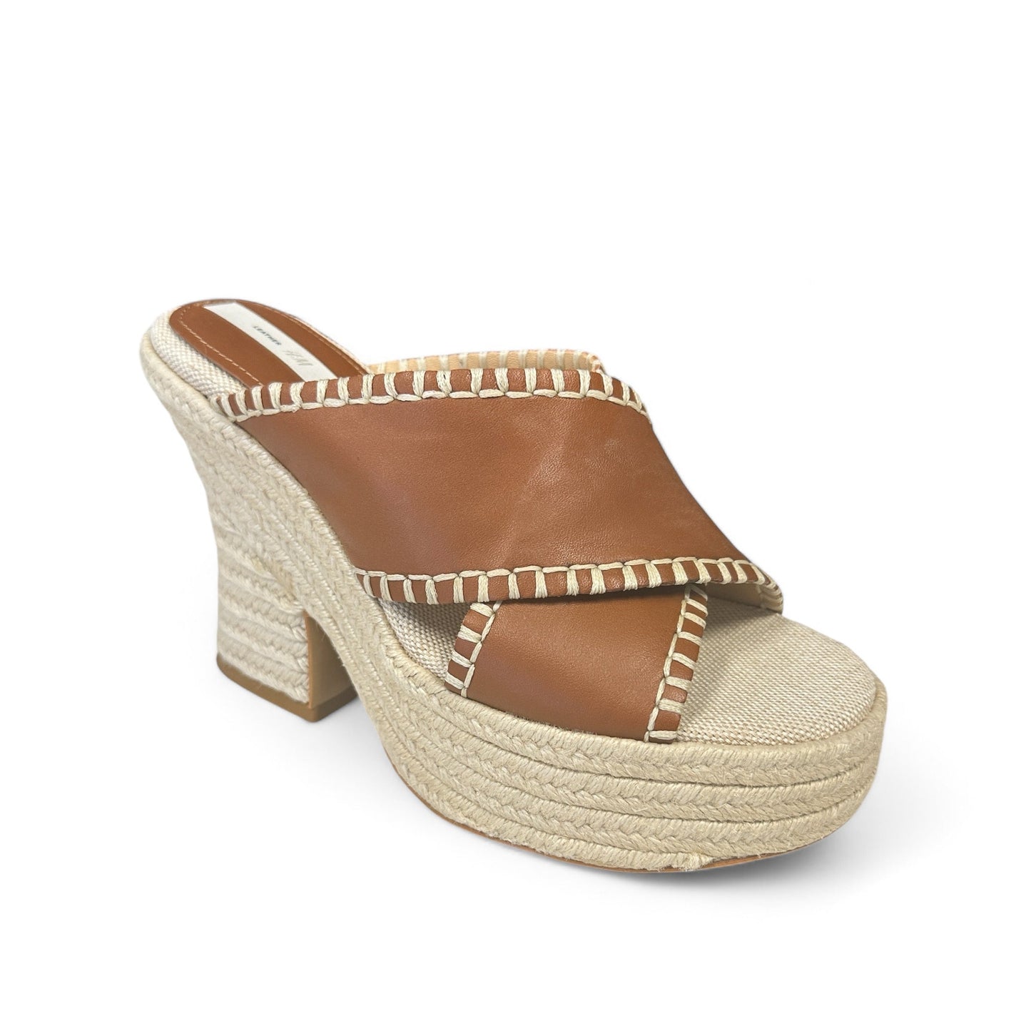 Heeled Leather Platform Espadrilles By H&M In Brown, Size: 7