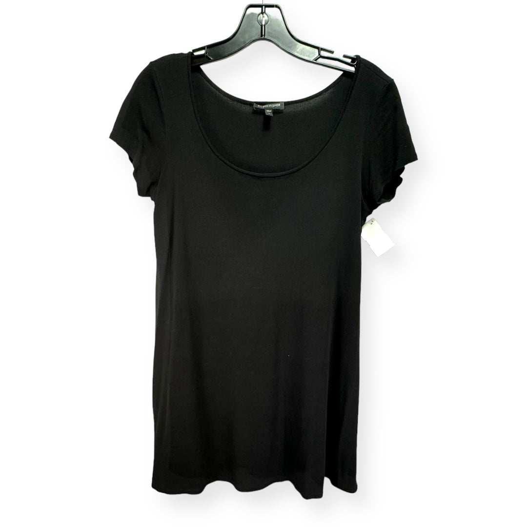Black Top Short Sleeve Designer Eileen Fisher, Size S