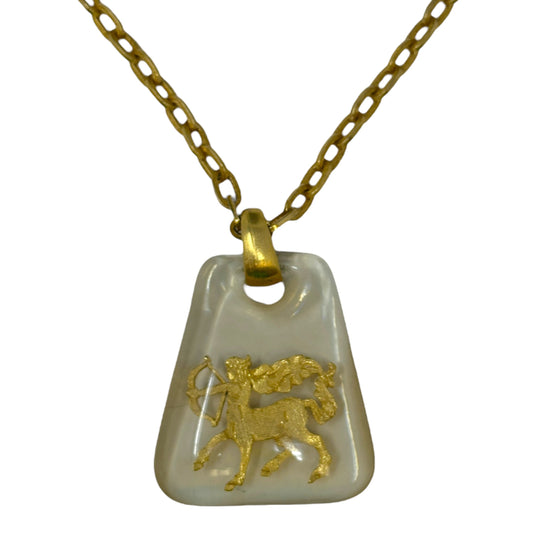 Vintage Thick Lucite Sagittarius Pendant Necklace Zodiac Unknown Brand