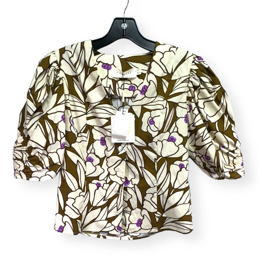 Floral Print Top 3/4 Sleeve Excuise, Size 6