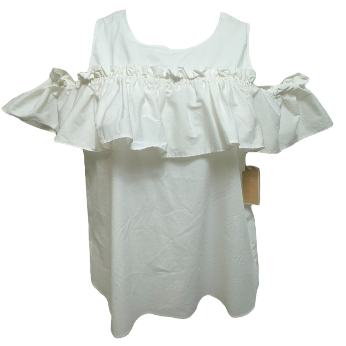 Cold Shoulder Ruffle Blouse By Copper Key In White, Size: Xl