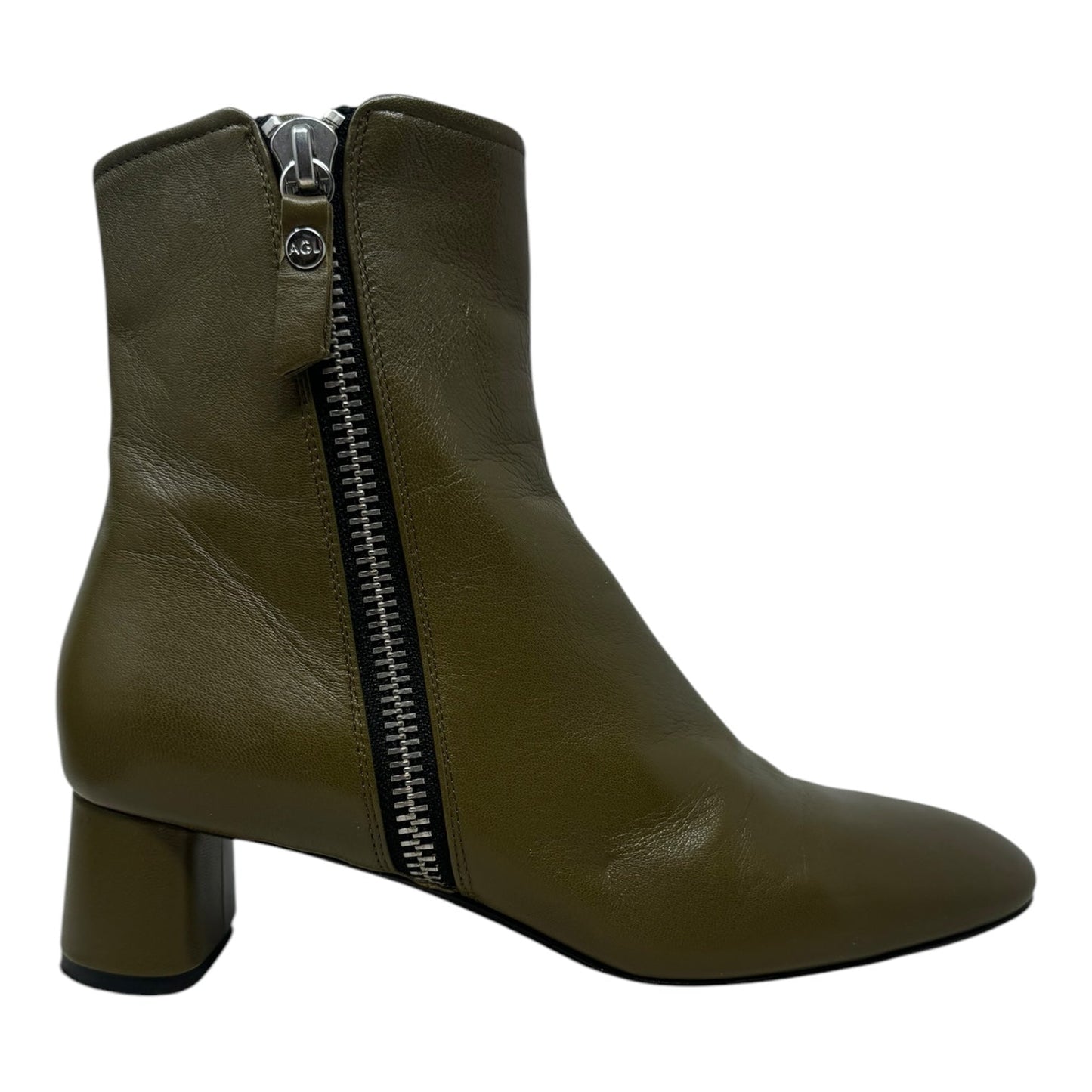 Michelle Zip Ankle Booties Designer By Agl In Green, Size: 9