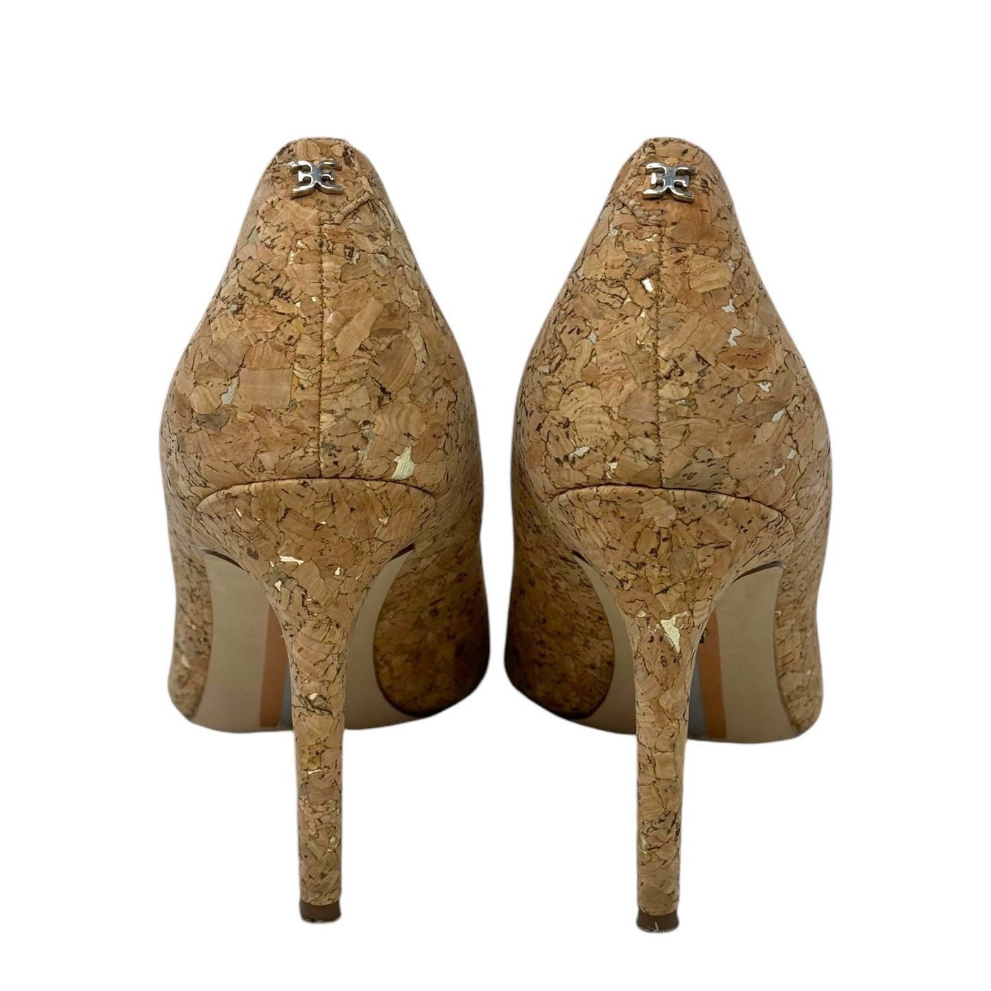 Hazel Pointed Toe Stiletto Pumps By Sam Edelman In Natural/Gold Metallic Fleck Cork, Size: 8.5