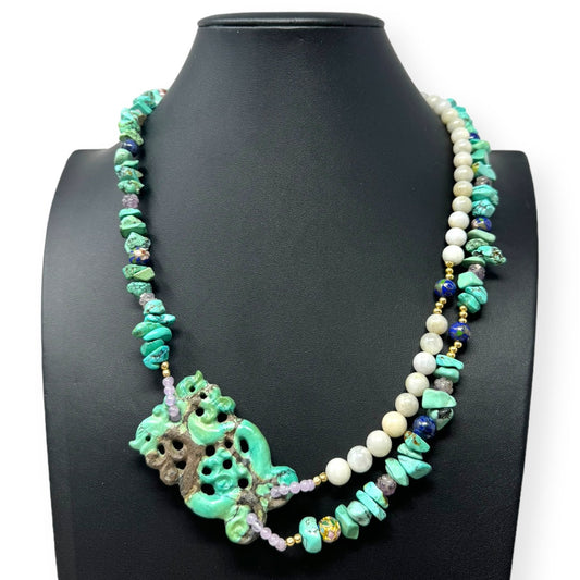 14K Turquoise Necklace Designer Unknown Brand