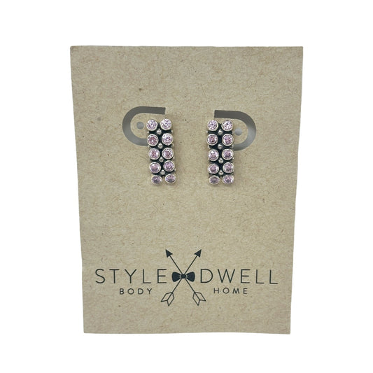 Pink. Crystal Bar Earrings Style Dwell