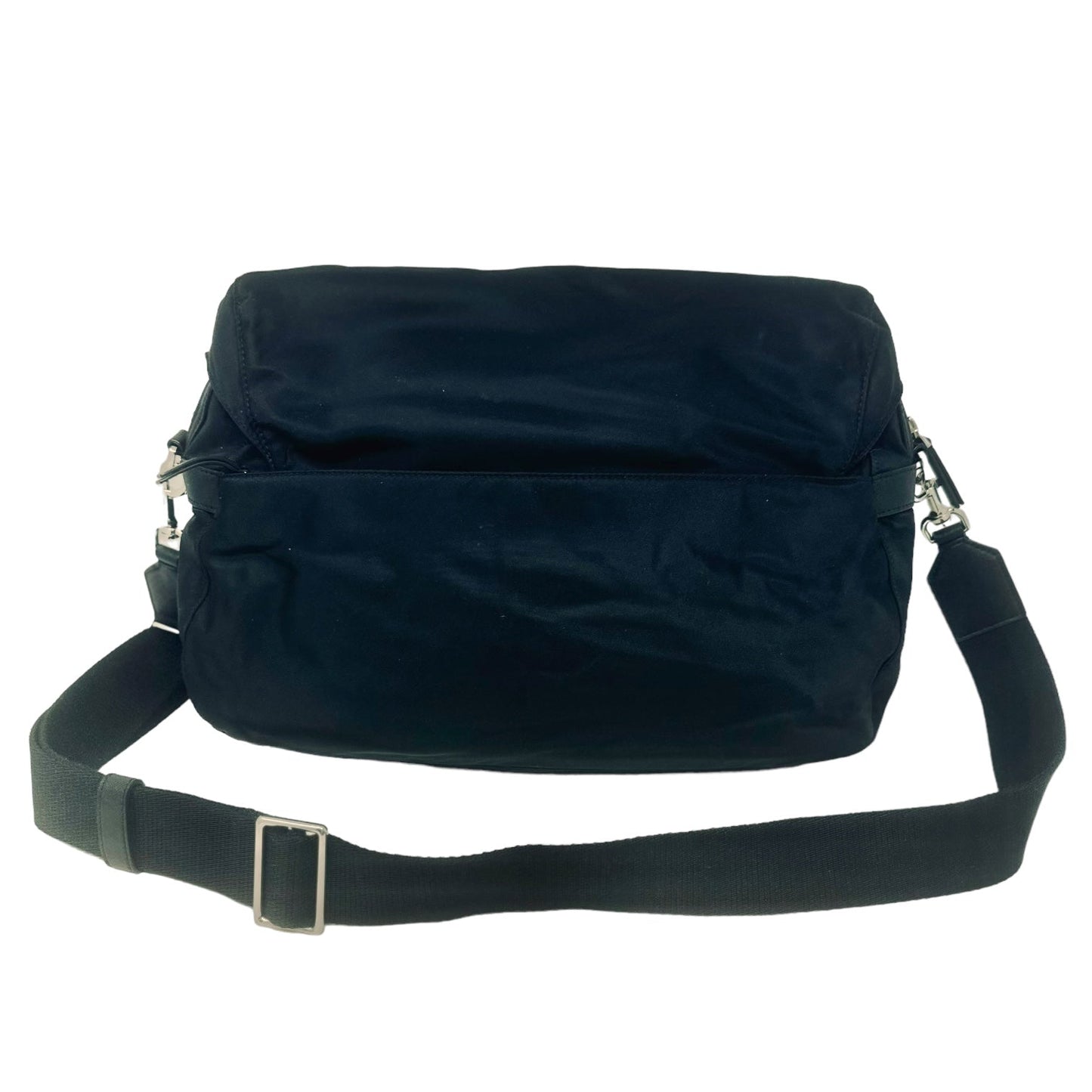 Virginia Recycled Nylon Messenger Bag in Black Designer Tory Burch, Size Medium